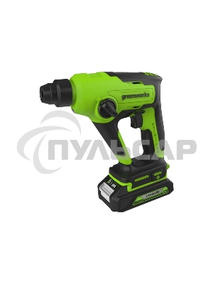 Перфоратор аккумуляторный бесщеточный GreenWorks GD24SDS1K2, 1,2 ДЖ, 24V, c АКБ 2А·ч и ЗУ, в сумке (3803107UA)