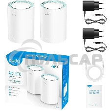 Бесшовный Mesh роутер Cudy M1300 (M1300 2-PACK) AC1200 10/100/1000BASE-TX/Wi-Fi белый (упак.:2шт)
