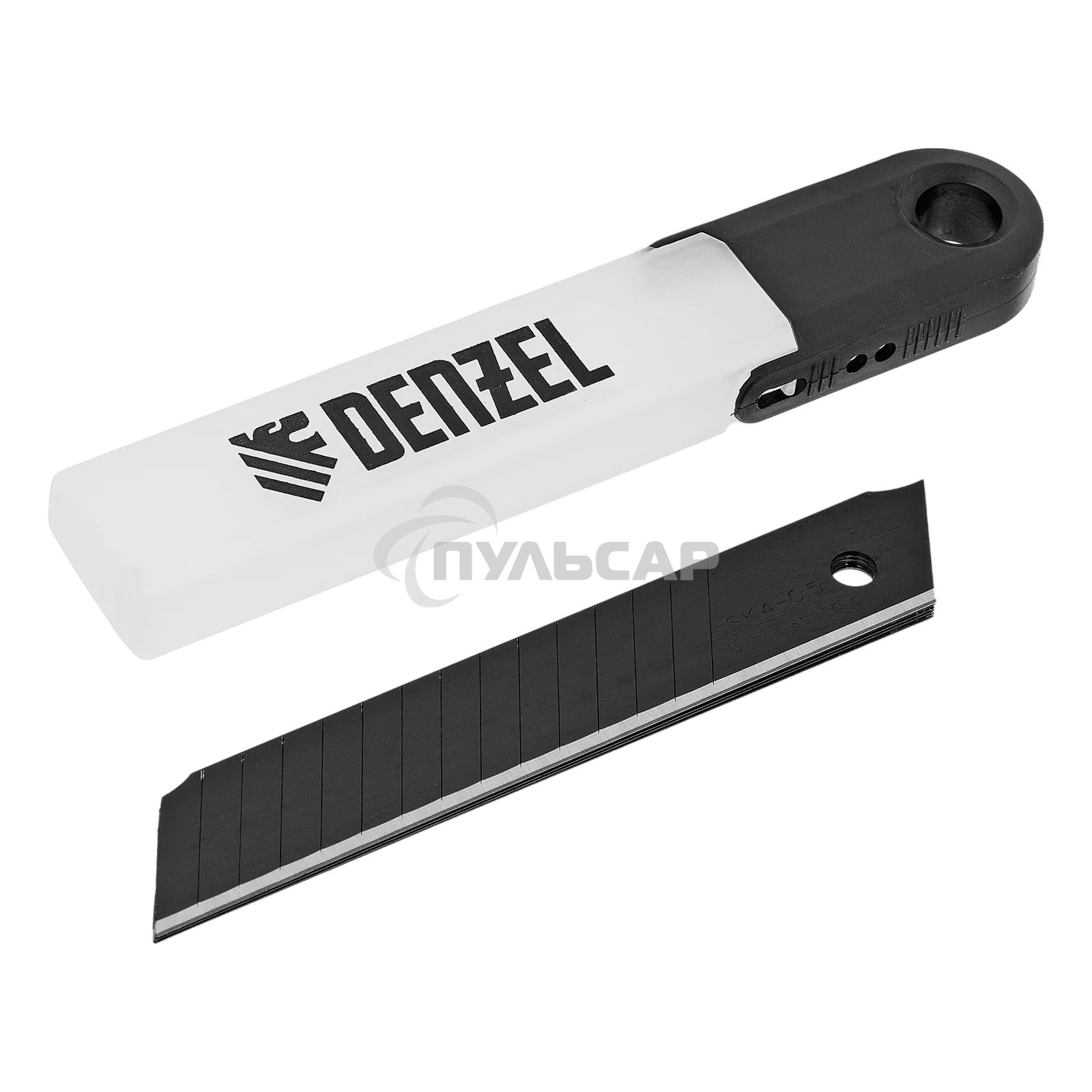 Лезвия Denzel 18 мм, сталь SK4 - 0,5 мм, супер острые, многосегментные, 5 штук