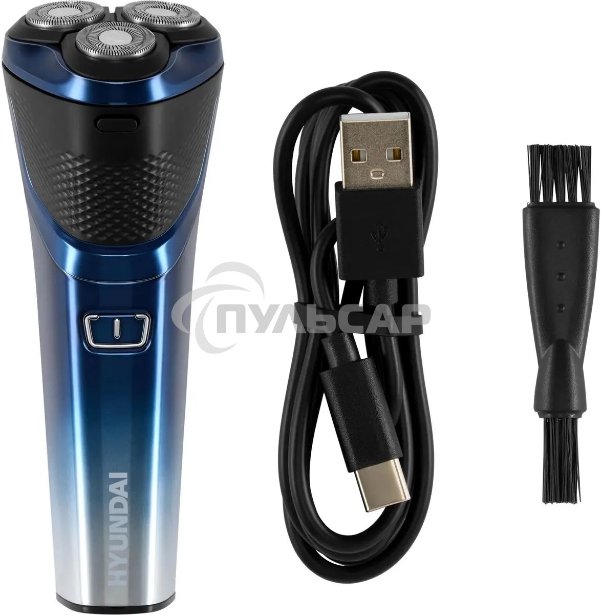 Электробритва роторная Hyundai H-SH8089 реж.эл.:3 питан.:аккум. голубой