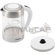 Чайник электрический Hyundai HYK-S5807 1.7л. 2200Вт белый/серебристый (корпус: стекло)