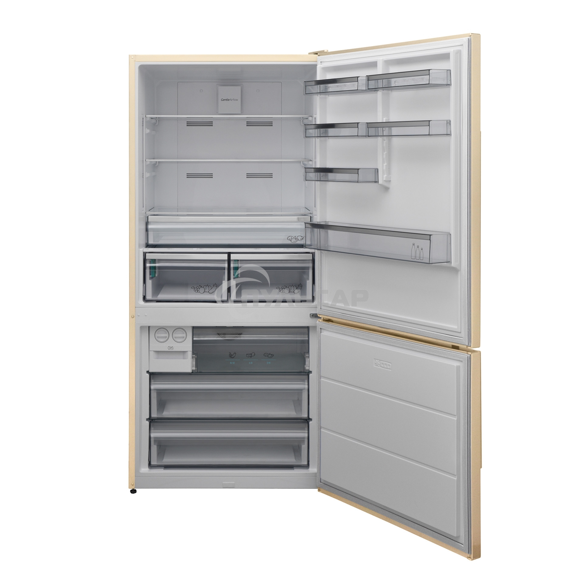 Холодильник Sharp SJ-653GHXJ52R бежевый двухкамерный 400/164 л морозилка снизу, No Frost