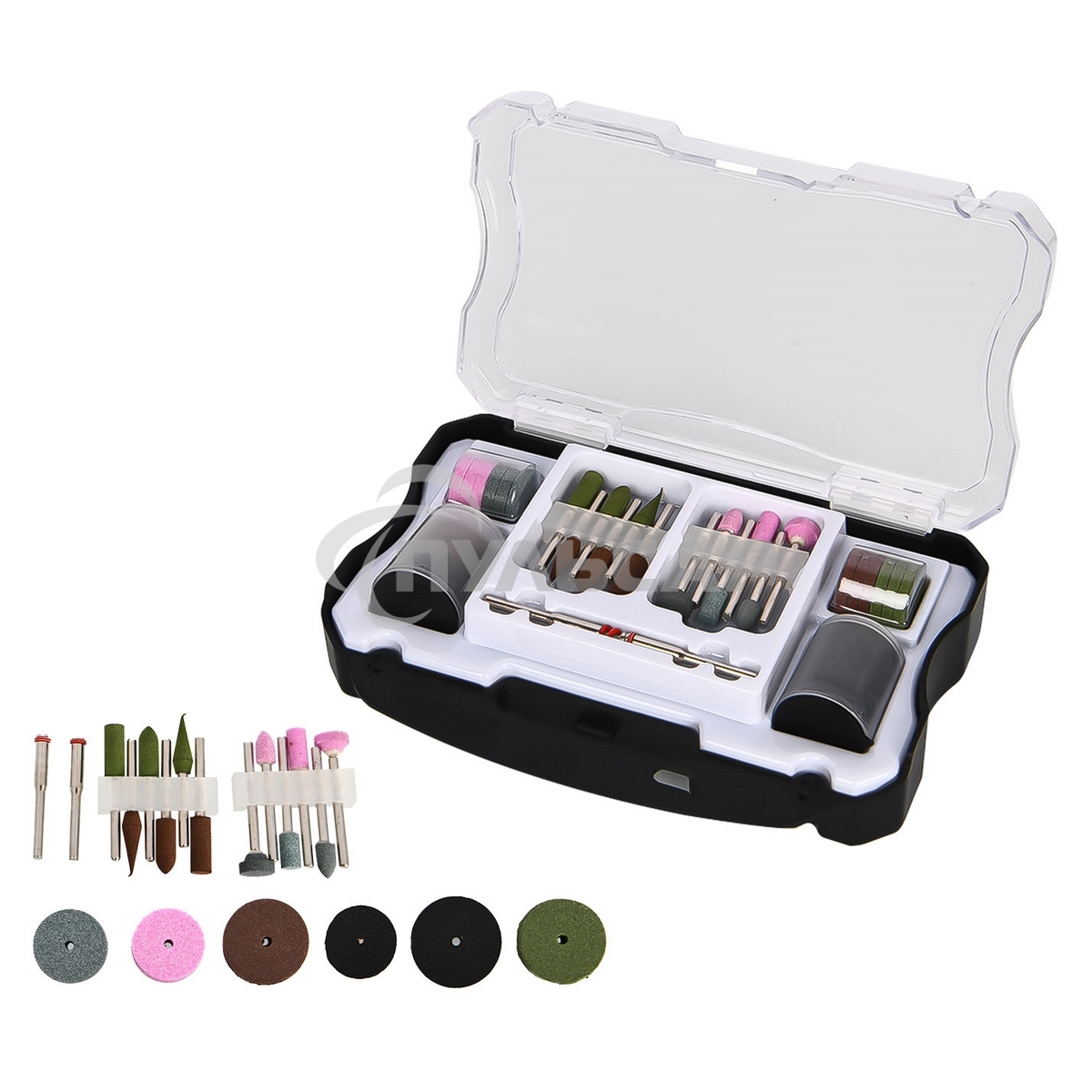 Набор оснастки для гравера (102 шт) Deli DH-ZMT04-EH1 хвостовик 3,2мм, пласт. кейс