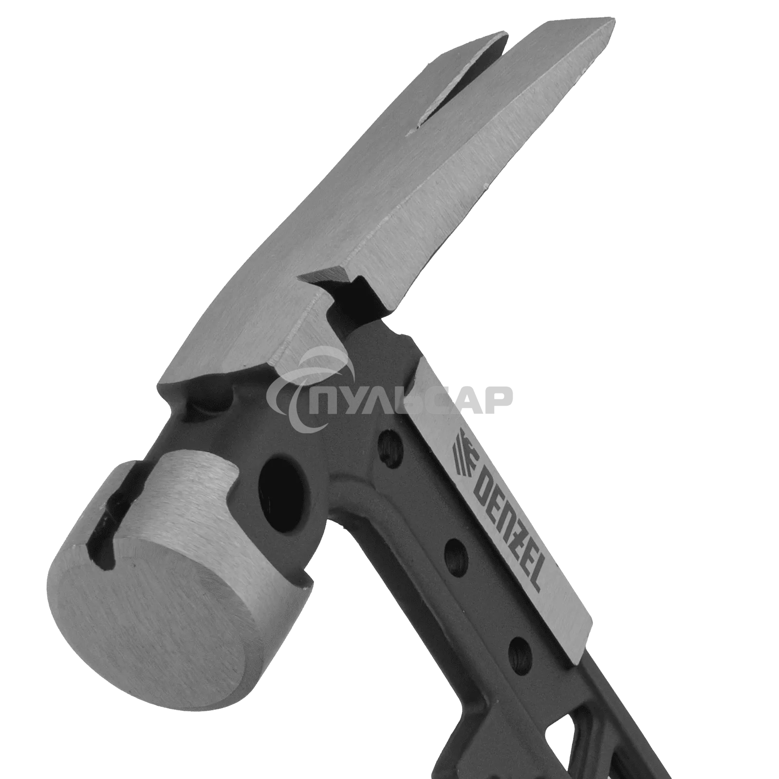 Молоток строительный Denzel 450 г, цельнокованый, боек с магнитом, двухкомп. обрезин. рук-ка