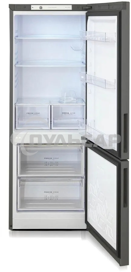 Холодильник Бирюса Б-W6034 графит матовый двухкамерный 210/85л морозилка снизу