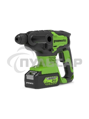 Перфоратор аккумуляторный бесщеточный GreenWorks GD24SDS2 2 ДЖ, 24V, c 1хАКБ 4 Ач и ЗУ в сумке (3803007UB)
