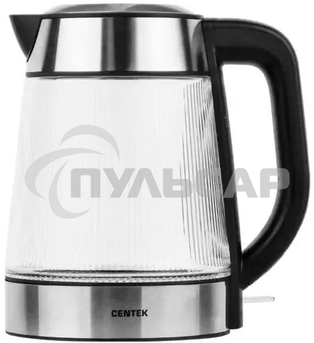 Чайник электрический Centek CT-0013 стекло, 2200 Вт, 1.8 л, серебристый