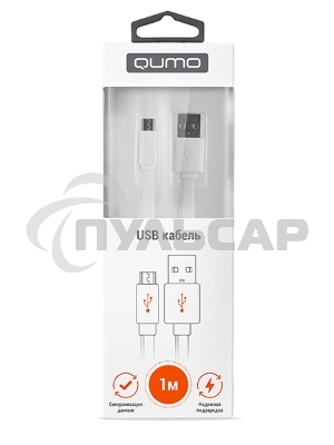 Кабель Cable Qumo mUSB 1м плоск белый (R-UmU-1,5W) (20516)
