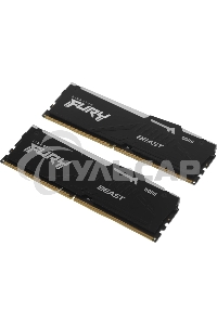 Оперативная память Kingston Fury Beast, DDR5, 32Gb (2x16Gb), 6400MHz, CL32, DIMM, радиатор, RGB, черный