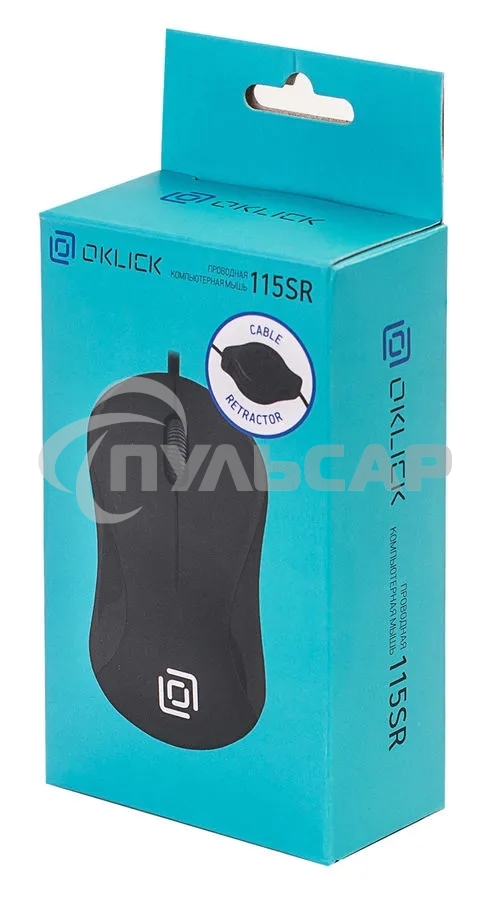 Мышь проводная Oklick 115SR черный, 1000 dpi, USB, кнопки - 3