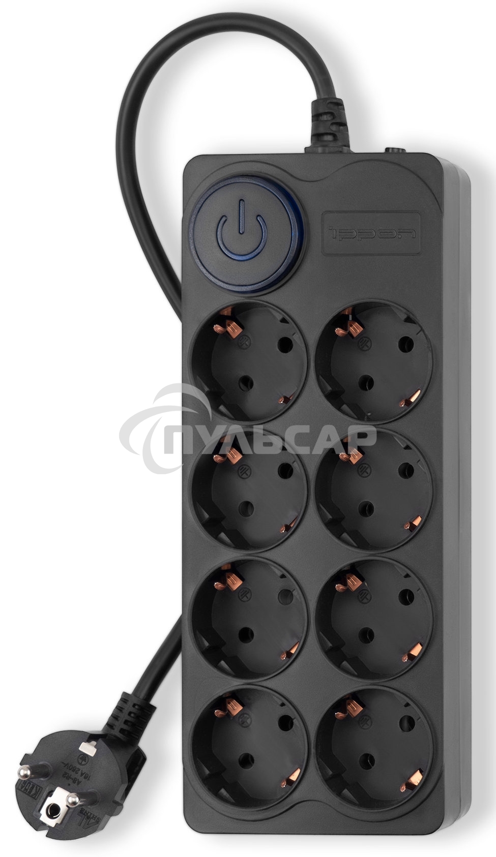 Сетевой фильтр Ippon BK-8-EU-3-16-B 3м (8 розеток) черный (коробка)