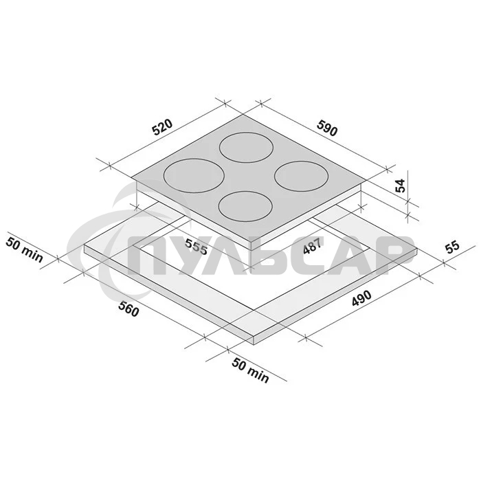 Индукционная варочная панель Krona MERIDIANA 60 BL независимая, черный