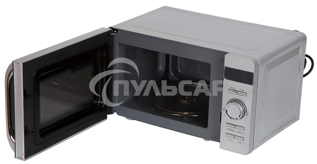 Микроволновая печь Pioneer MW229D серебристый, 20 л, 700 Вт, переключатели - поворотный механизм/кнопки