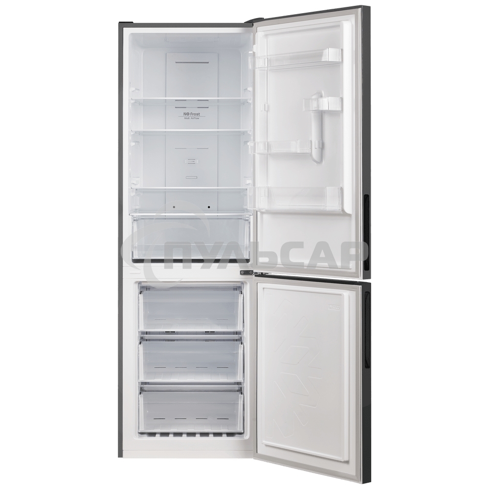 Холодильник Maunfeld MFF185NFХ10 нержавеющая сталь двухкамерный инвертор 240/100л морозилка снизу, No Frost