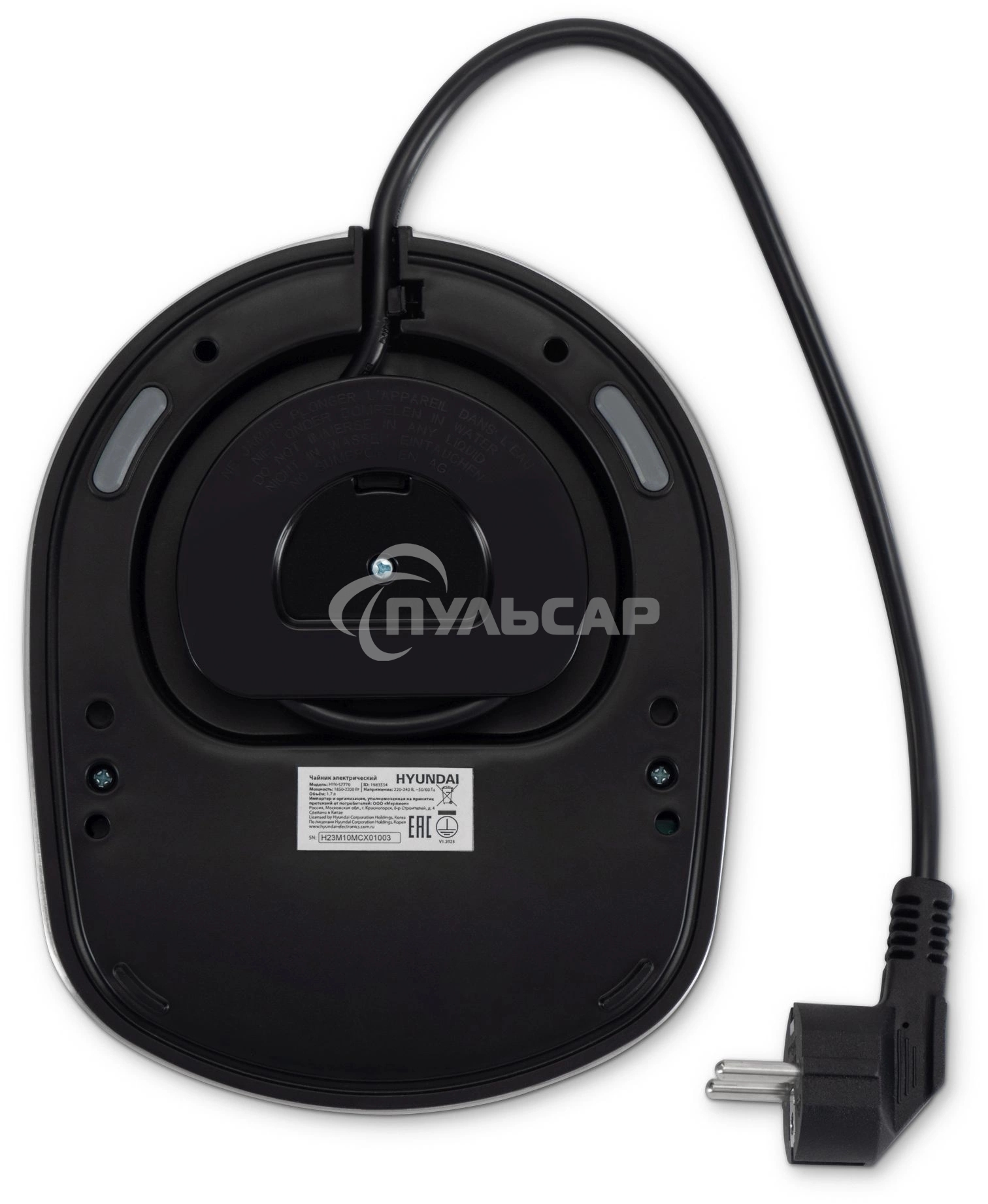 Чайник электрический Hyundai HYK-S7770 1.7л. 2200Вт серебристый/черный корпус: металл