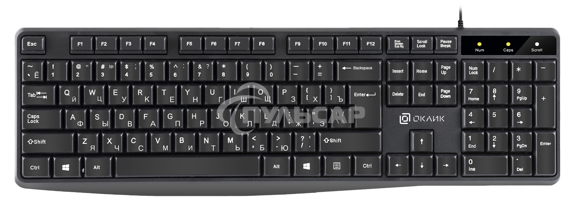 Клавиатура проводная Oklick 145M, USB, черный