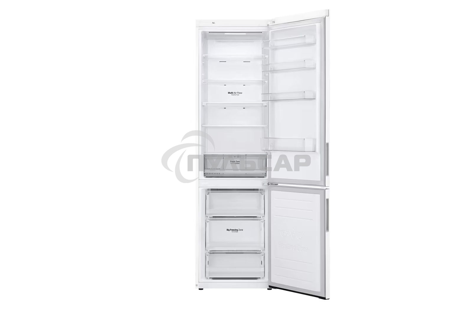 Холодильник LG GA-B509CQSL белый двухкамерный 277/107л морозилка снизу, No Frost