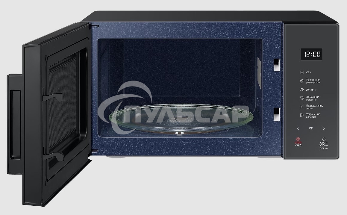 Микроволновая печь Samsung MS23T5018AC/BW антрацит, 23 л, 800 Вт, переключатели - сенсор