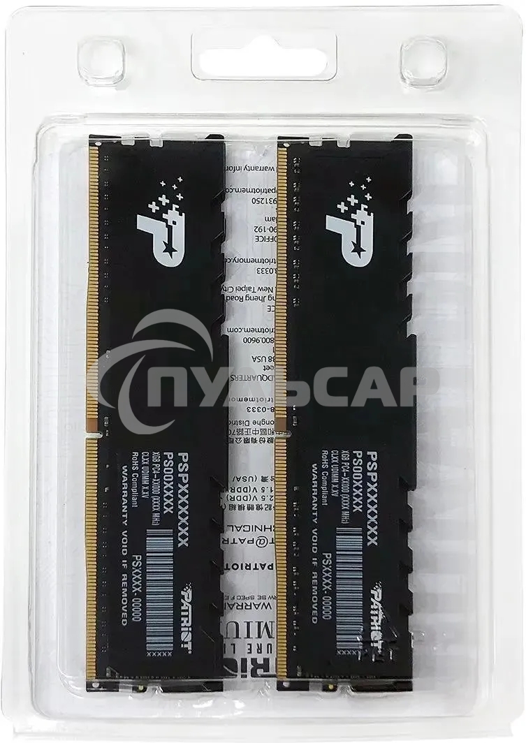 Оперативная память Patriot Signature, DDR4, 16Gb (2x8 Gb), 3200 MHz, CL22, DIMM, радиатор, черный