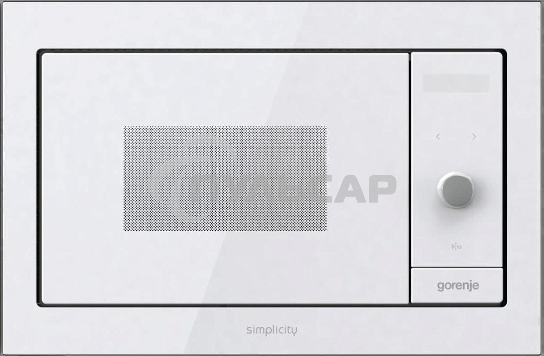 Микроволновая печь встраиваемая Gorenje BM235G1SYW белый, 23 л, 900 Вт, переключатели - поворотный механизм/сенсор