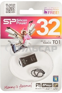 Флешка USB Silicon Power R/W 32 Gb Touch T01 SP032 Gb,UF2T01V1K USB 2.0 черный/серебристый