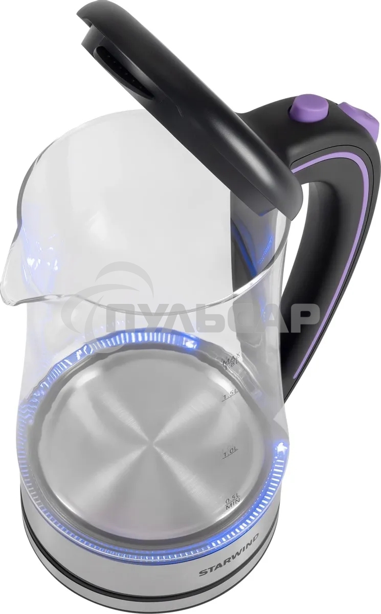 Чайник электрический Starwind SKG4045 1.8л. 1800Вт черный/серебристый корпус: стекло