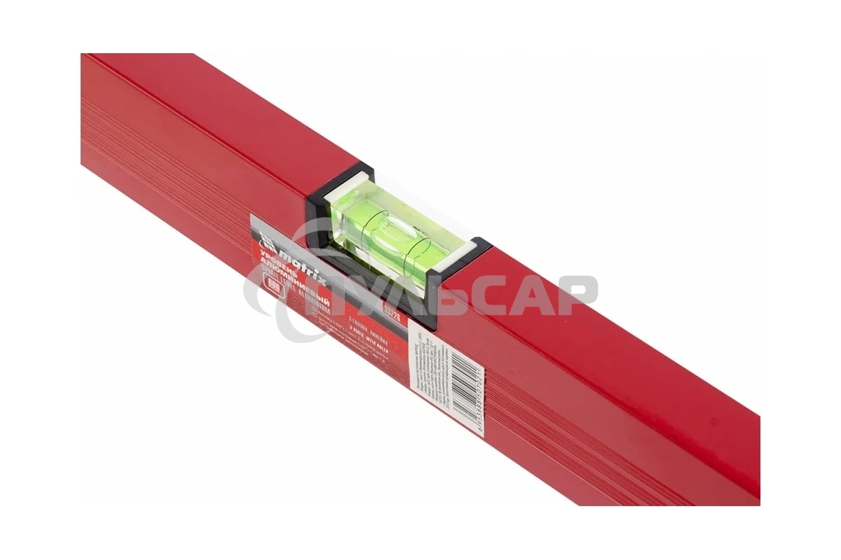 Уровень Matrix 800 мм 3 глазка, линейка, алюминиевый, красный,