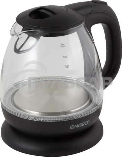 Чайник электрический Energy E-296 1л, стекло, черный, 1100Вт (005215)