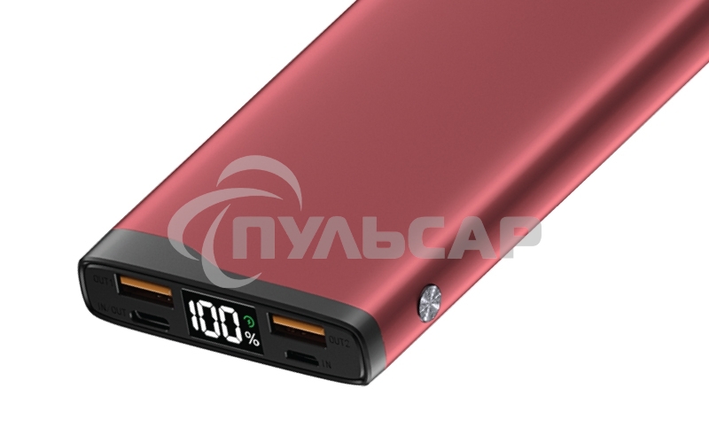 Внешний аккумулятор OLMIO QL-10, 10000mAh, 22.5W, QuickCharge3.0/PowerDelivery, LCD, красный,