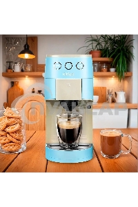 Кофеварка рожковая Kitfort КТ-7466 голубой/белый, исп. кофе - молотый/капсулы, 1.4 л, 1450 Вт, 19 бар