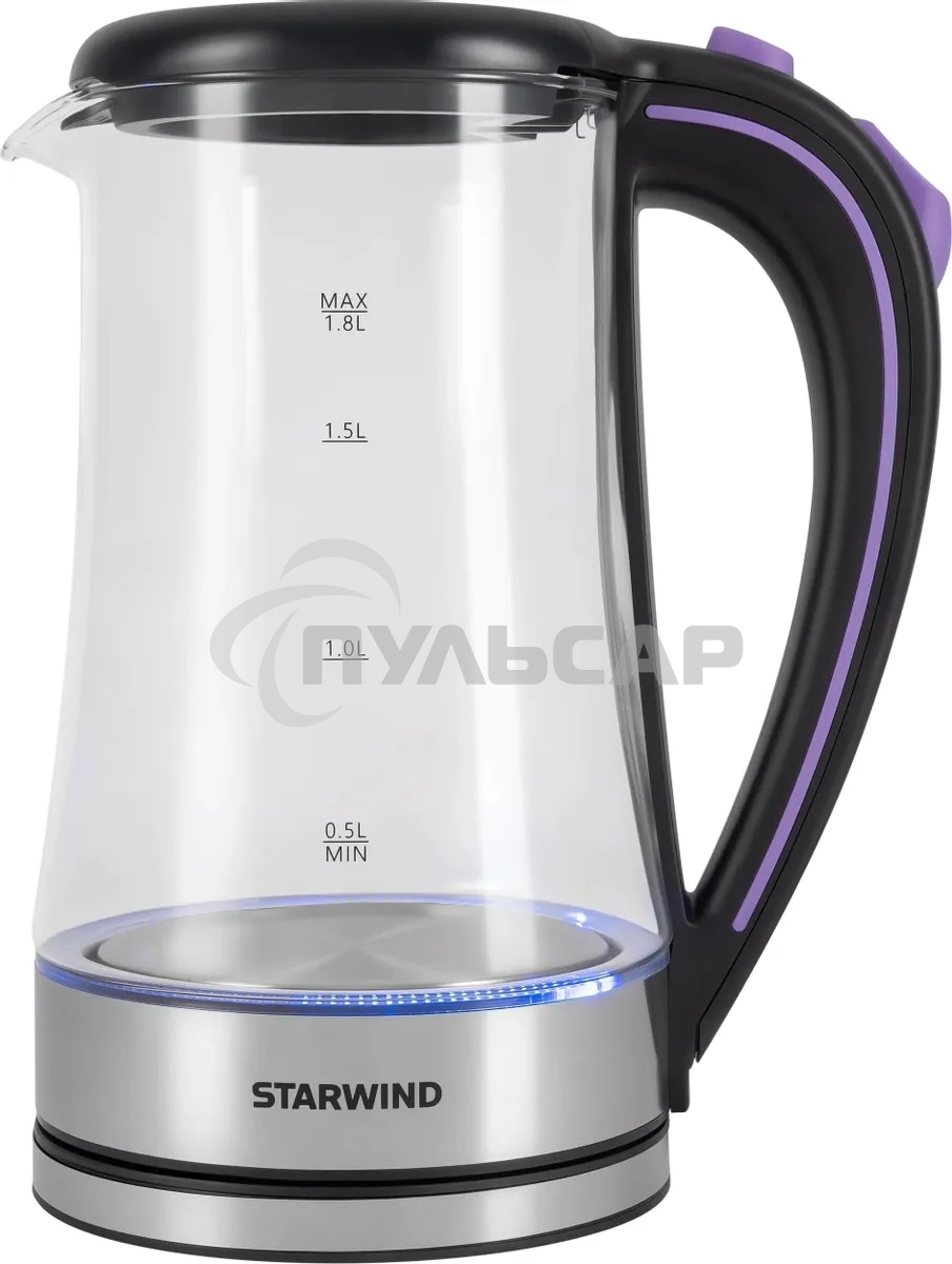 Чайник электрический Starwind SKG4045 1.8л. 1800Вт черный/серебристый корпус: стекло