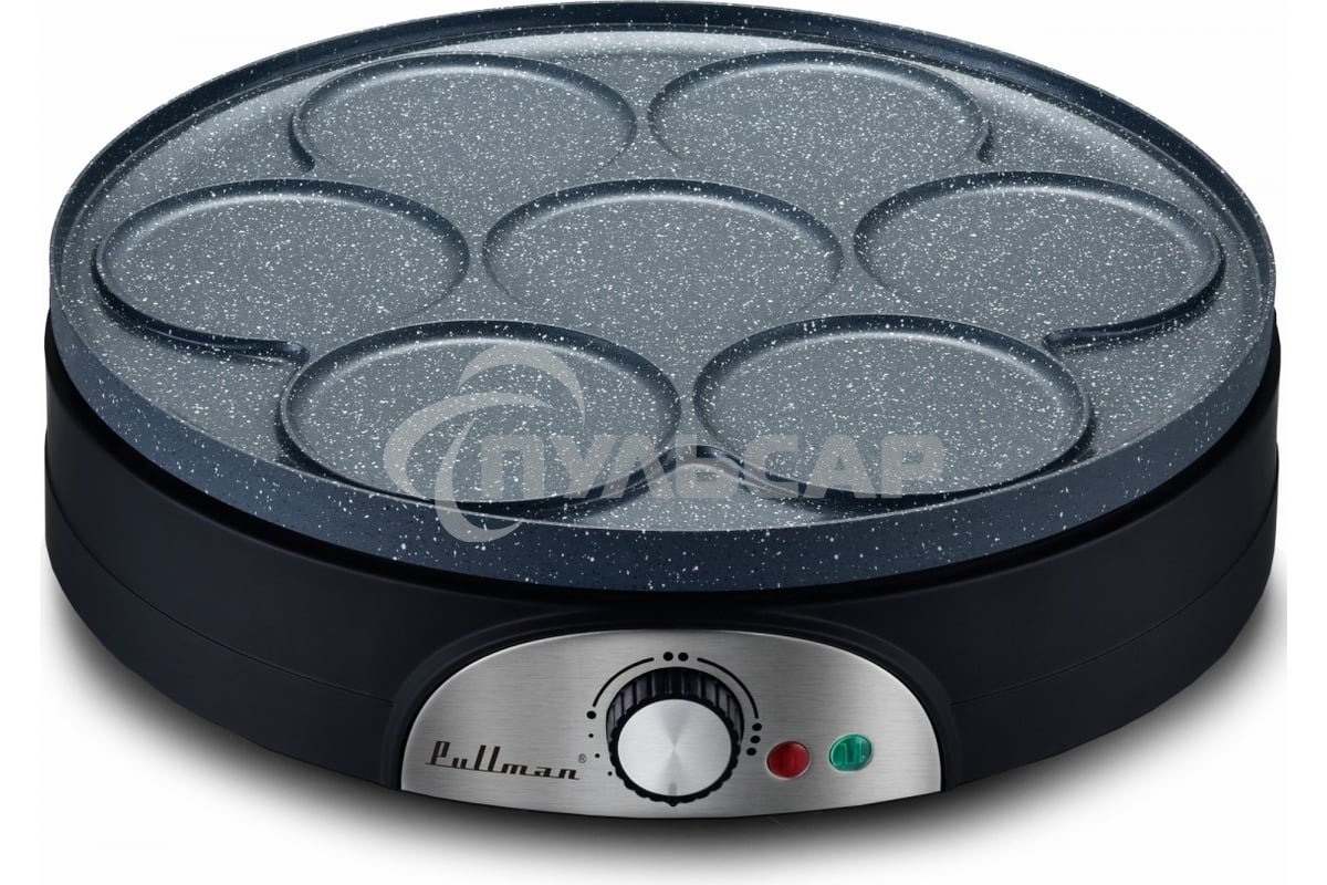 Блинница Pullman PL-1161 с двухсторонней панелью 2 в 1, 1500 Вт, диаметр 37 см на 1 блин, 11 см на 7 оладий, керамическое антипригарное покрытие