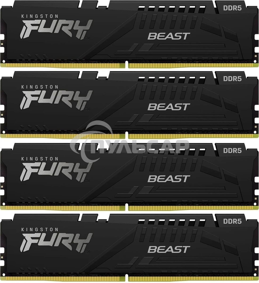 Оперативная память Kingston FURY Beast Black XMP, DDR5, 64Gb (4x16 Gb), 5600 MHz, CL40, радиатор, черный