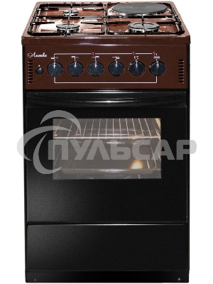 Плита комбинированная Лысьва ЭГ 1/3г01-2у коричневый, конфорок 4 шт (3 газовых + 1 электрическая), духовка 57 л, 50 см x 84 см x 60 см