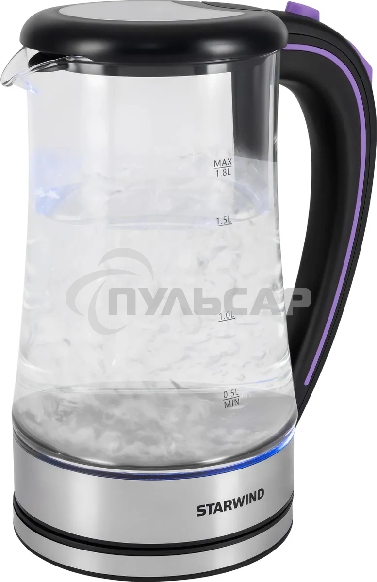 Чайник электрический Starwind SKG4045 1.8л. 1800Вт черный/серебристый корпус: стекло