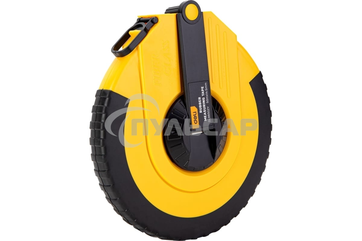 Мерная лента Deli DL9850ZY 50м x 14.5мм Ударопрочный корпус. Основной класс точности. Метрическое полотно из стекловолокна и ПВХ.