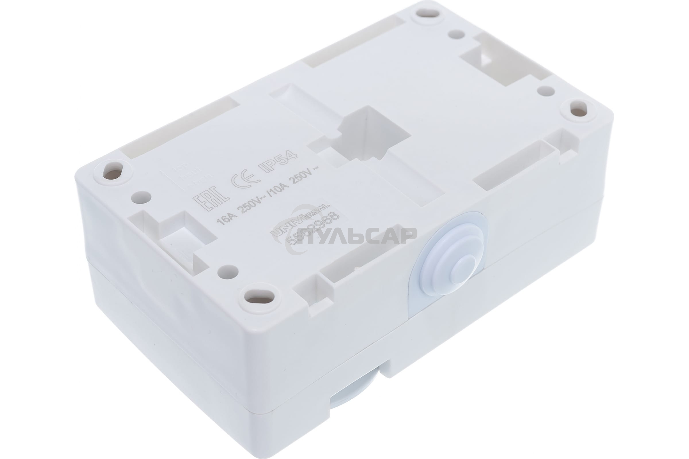 Блок ОП Аллегро 1-кл. вык. + роз. с заземл. защ. шторки с крыш. IP54 бел. UNIVersal 5562968