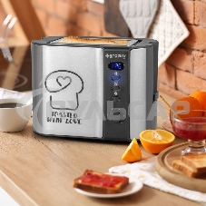 Тостер электрический ENDEVER Skyline ST-127, мощность 800 Вт, стальной/черный, 6 реж. поджаривания, 2 отсека для тостов, 4 шт/уп