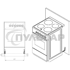 Плита комбинированная Лысьва ЭГ 1/3г01-2у коричневый, конфорок 4 шт (3 газовых + 1 электрическая), духовка 57 л, 50 см x 84 см x 60 см