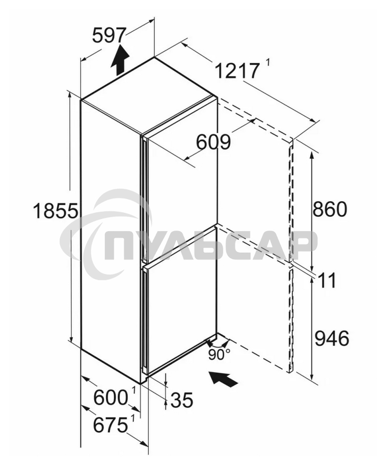 Холодильник Liebherr CND 5204-22 001 белый двухкамерный 185/123л морозилка снизу
