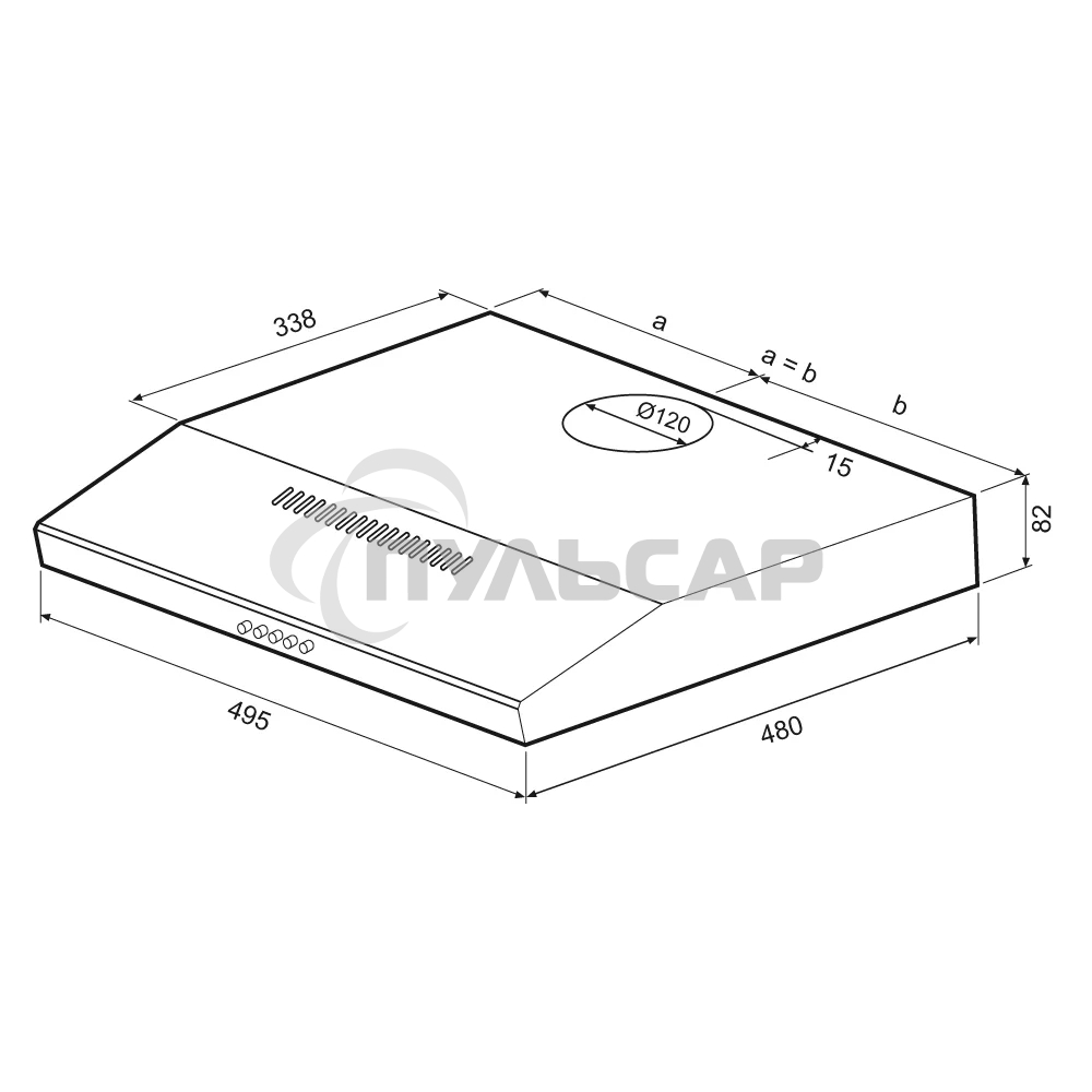 Вытяжка подвесная Krona Briana 500 White PB белый, 49.5 см, 460 куб. м/ч, 42 дБ