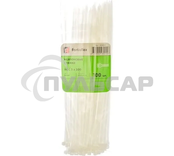 Нейлоновые стяжки FORTISFLEX КСС 5х300 мм белый 100 штук 49404