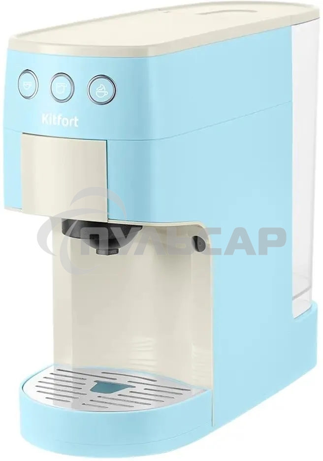 Кофеварка рожковая Kitfort КТ-7466 голубой/белый, исп. кофе - молотый/капсулы, 1.4 л, 1450 Вт, 19 бар