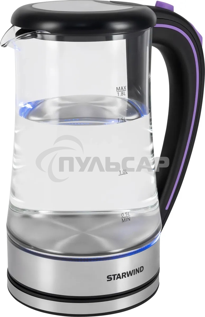 Чайник электрический Starwind SKG4045 1.8л. 1800Вт черный/серебристый корпус: стекло