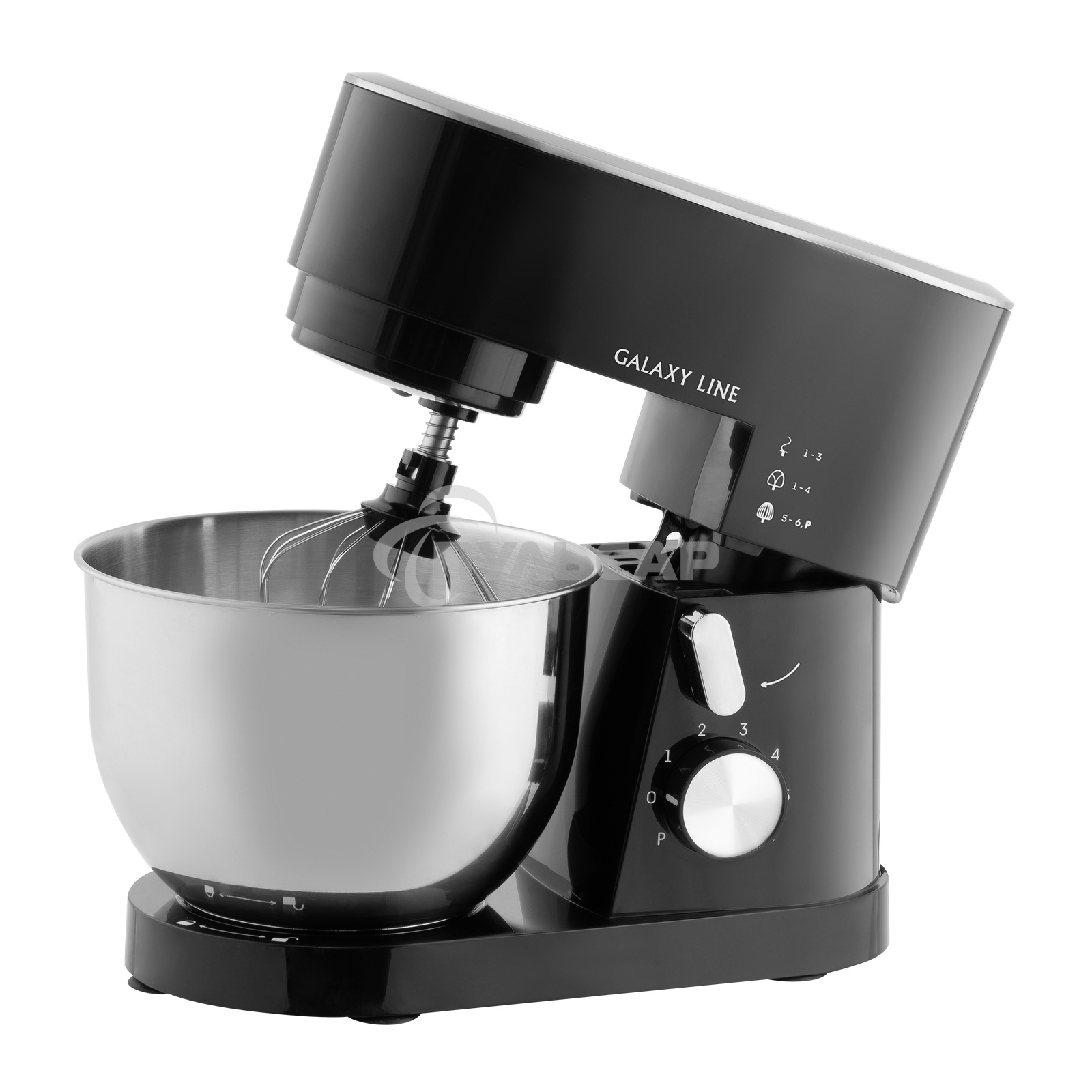 Миксер Galaxy Line GL 2236, черный, планетарный, 1600 Вт, 6 скоростей, импульсный режим