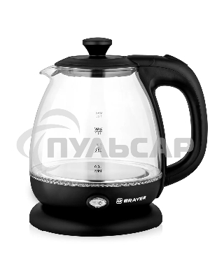 Чайник электрический BRAYER BR6106, 1100 Вт, 1 л, стеклянный, автоотключение, подсветка, черный