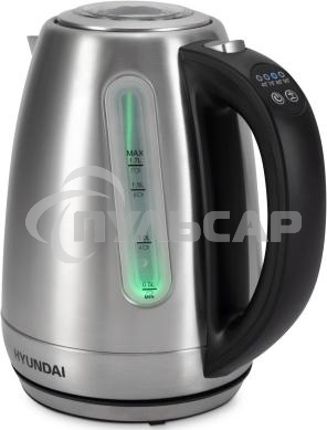 Чайник электрический Hyundai HYK-S8408 1.7л. 2200Вт серебристый матовый/черный (корпус: нержавеющая сталь)