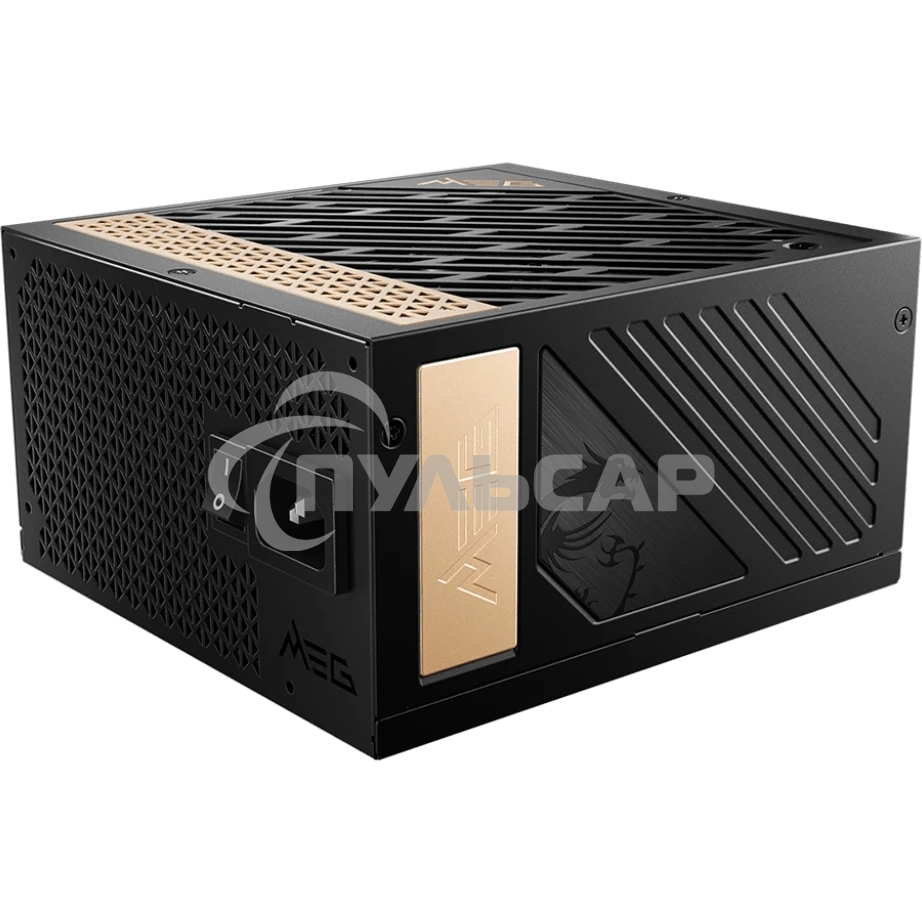 Блок питания MSI MEG Ai1300P (306-7ZP4A11-CE0), 1300Вт, 80 PLUS Platinum, 120мм, модульный, черный / золотой