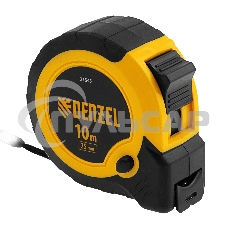 Рулетка 10м х 25мм, двухкомп. корпус, кнопка-пауза Denzel