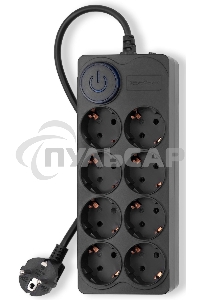 Сетевой фильтр Ippon BK-8-EU-5-16-B 5м (8 розеток) черный (коробка)